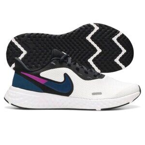 Womens Nike Revolution 5 White Blue Running Shoes Size 7.5 NEW BQ3207 102